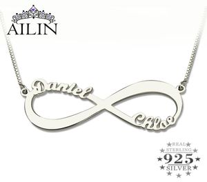 Ailin Personalisierte Infinity Halskette Zwei Name Halskette Silber Infinity Name Halskette hat kein Ende Liebe Schmuck Weihnachtsgeschenk J8357229