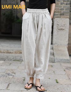 Women's Pants UMI MAO Chinese Style Cotton Linen Pure Loose Summer Cool Casual Closure 9-inch Trousers Femme Y2K
