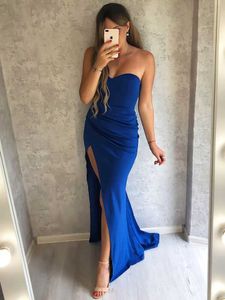 Runway Dresses Romagic Women Strapless Evening Gown Backless Padded Stretch Sexy Slit Elegant Wedding Party Mermaid Bridesmaid Dress Summer T240518