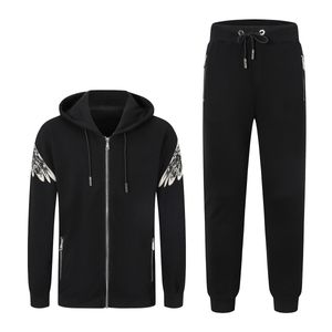 PHILIPE PLEIN Tracksuits SET DUE PEZZI DUE PIETRI AUTUNGO AUTUNGHI Crystal PP Skulls di alta qualità con cerniera di alta qualità con cappuccio pantaloni con cappuccio pantaloni casual abito nero dimensioni m-3xl