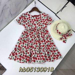 Dresses Strawberry Dress Ice Silk Cotton Fabric Elegant Beautiful Fashion Princess Delivery Little Hat
