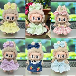 Labubu Doll Clothes Fashion Clothes Hoodies For 15cm Doll Time To Chill Filled Dolls Accessories Cosplay Dress Gift Without Doll 240513