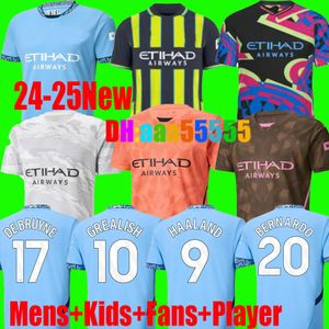 24 25 Лучшее качество футбольные майки Haaland Grealish Sterling Mans Cities Mahrez Fans Version De Bruyne Foden Dragon 2023 2024 футбольные футболки для детских комплектов