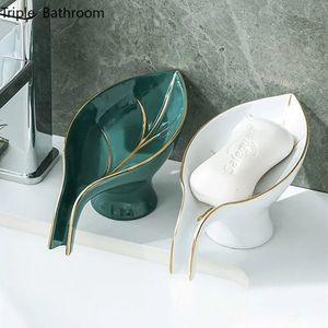 Lätt lyx keramik tvålrätt dränerande tvålförpackningslådor tvålhållare köksarrangör tvål ärm badrumshyllor 240518