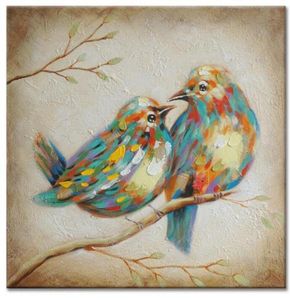 100 pintura a óleo pintada à mão Animal Love Birds peculiar