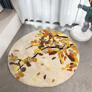 Carpets 3D Art Carpet Floor Mat High Low Wool Light Luxury Round Polypropylene Acrylic Bedroom Cloakroom Thickened Bedside H240517