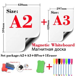 A2A3 Package Magnetic Whiteboard kylskåp klistermärken Kids Ritningskort Meddelande White Board Bulletin Board 240430