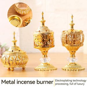 Ramadan Golden Hollow rökelse Metall Craft Ornaments rökelse Meditationsrum Dekoration för muslimska Mellanöstern Eid 240516