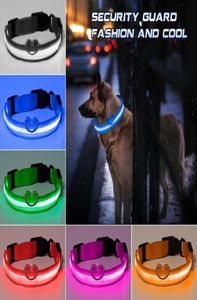 Fashion LED Nylon Dog Collars Cat Harness Flashing Light Up Night Safety Pet Collar multi color SXL Size Christmas Accessories1529812