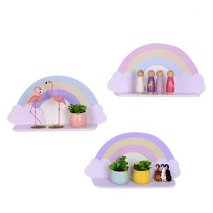 Decorative Objects Figurines Wooden Rainbow Shelf Wall Mounted Rack For Children Kids Room Nursery Decorations Cute Hanging Organiz Dhuyn