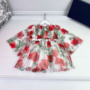 Abiti Spring/Summer Girls 'Dress Flower Design in tela di seta in stile Pure Cotton Princess Style