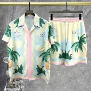 Hip Hop Casual Beach Holiday Short Sleeve Suit Hawaiian Shirt Streetwear Retro Floral Mönster Skjorta Streetwear Men Tracksuit Set 240517