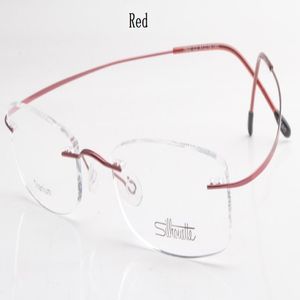 Partihandel-lyx-varumärket silhuett titan Rimless Optical Glasses Frame Inga skruvrecepteglass med Bax Free Frakt 216e