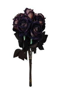 Декоративные цветы венки 27RE Artificial Black Rose Single Stem Fake шелковистые бархатные цветы реалистичный букет5193676