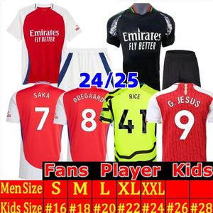 ファンプレーヤーバージョンサッカージャージーサリバガンナーズ24 25 Martinelli G. Jesus 2023 2024 Arsen Pre Match Jersey Saka All Football Shirt Goal Odegaard Kit Kid Equipment