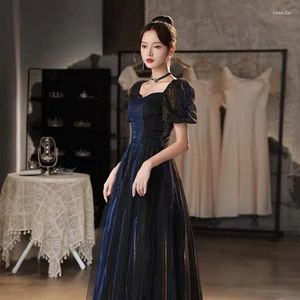 Abiti per feste Black Long Sweat Lady Girl Women Women Princess Bridesmaid Banquet Promer per esibizione Abito da sera