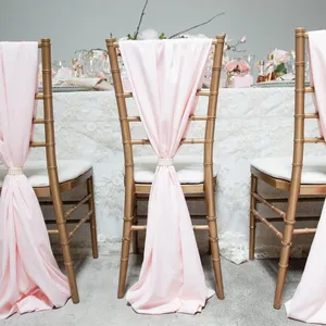 2024 Fashion Elegant Vintage Wedding Chair Covers Satin Pearls Flower Sashes Wholesale Party Supplies Accessories 11