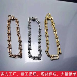 Hot Picking TFF new chain U-shaped diamond inlaid Necklace high sense of temperament fashion Cuban neutral horseshoe buckle clavicle chain