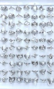 Mixed Design Clear Zircon Paved Rings For Girls Silver Color Mixed Size 50pcslot Whole7874504