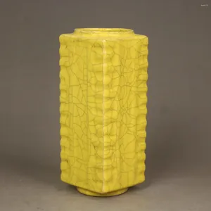 Бутылки китайская песня Chai Kiln желтая глазурь фарфоровая квадратная ваза 6,90 дюйма