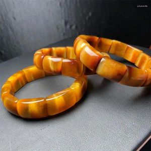 Link Bracelets Natural Golden Tiger Eye Stone Bangle Real Fashion Healing Fengshui Handing Fine Jewellery 1pcs 13X15MM