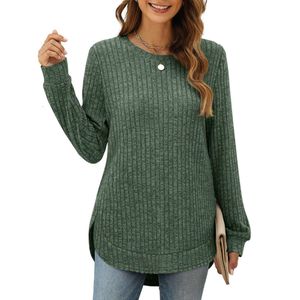 Knitted Autumn Solid Color Mid To High End T Shirt Women S Wear