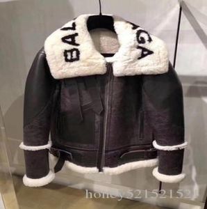 New autumn winter design fashion women039s faux lamb fur patchwork letter print suede leather warm jacket coat plus size S M L 4530980