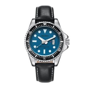 Armbandsur cagarny roll kvarts titta på män mode mens klockor äkta läder klockband datum sport militär reloj hombre 224n