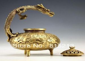 Chinese Vintage Handwork bronze Dragon Incense Burners0129576752