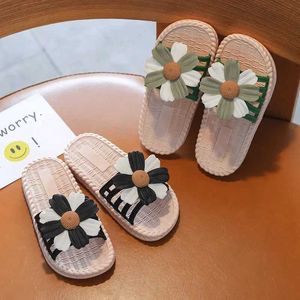 Slipper Summer For Children Cold Slippers Indoor Non-Slip Soft Bottom Comfort Cute Baby Hole Shoes Girls Home Slides Y240518