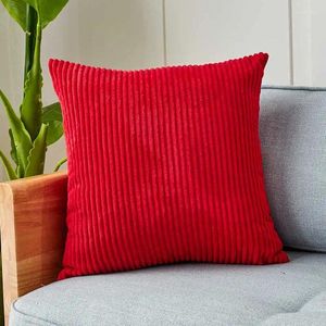 Kissen rote Abdeckungen Super-Soft gestreifter Samt Cord Cord Home Decor 45x45 cm Abdeckung für Sofa-Hülle