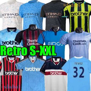 Retro Man Man Soccer Jerseys 1972 97 98 99 00 11 12 1998 1999 2000 2012 2012 City Eidos Gallagher Weah Tevez Kun Aguero Dzeko Kompany Vintage koszul