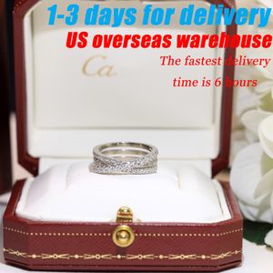 Luxurys Modedesigner T-Grid Diamond Ring Classic ausgehöhlten Ringe Essentielles Geschenk für Männer Frauen Gold und Silber 2 Farben