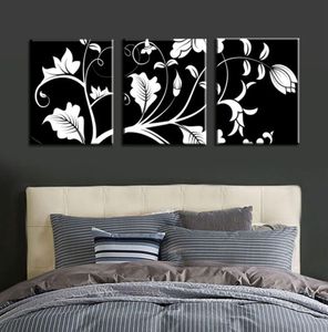 Senza cornice 3 pezzi Black White Flower Tree Modern HD Grande HD Tela Pinting Art Piccola per soggiorno Decorazioni artistiche della parete per la casa 6014167