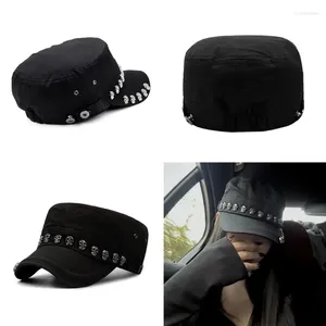 Berets Unisex Casual Y2k Girls Hat Christmas Halloween Women Carnival Outdoor Military Skull Rivet Decor Wholesale