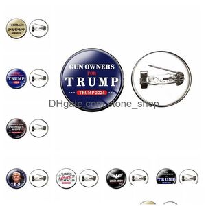 Party Favor Trump 2024 Brooch Campaign Supporter Glass Gem Badge Brosches Drop Delivery Home Garden Festly Supplies Event Dhzai