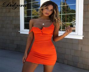 Dulzura ribbed knitted neon women mini dress sexy solid bodycon 2020 summer festival streetwear clothes party elegant clothing Y206837519