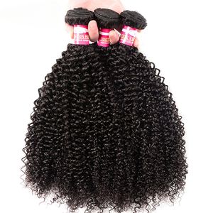 Peruvian Kinky Curly Human Hair Bundles Extensions 50g Hair Natural Color Double Weft 1/3/5/7Pcs Set Full End 8-20 Inch