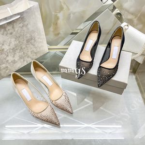 Designer Summer Dress Wedding Shoes Platform Sandaler Elegant Women's White Bridal Heels Women's Mesh Rhinestone High Heels EU34-40