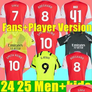 サッカージャージ24 25 Saka Odegaard Rice Saliba Martinelli Thomas Nicolas Smith Rowe G.Jesus Arsens Tierney 2023 2024フットボールシャツme dhfl3