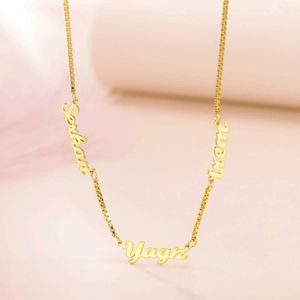 Pendant Necklaces Cazador Stainless Steel Customized Multi Name Necklace Personalized Name Box Necklace Jewelry Mothers Day Gift J240516