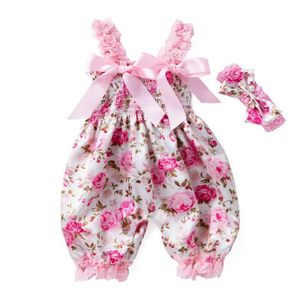 Clothing Sets New Girl Summer Backless jumpsuit baby lace Bloomer jumpsuit baby Easter printed polyester newborn photography clothing props J240518