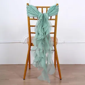 2024 Moda eleganckie zabytkowe krzesło ślubne okładki szyfonowe szarfy kwiatowe hurtowe zapasy akcesoria 08