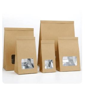 Упаковочные пакеты Kraft Paper Aluminum Foil Bag с прозрачным окном Tin Tab