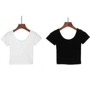 Women039S Tshirt 2022 Summer Women T Shirt krótkie rękawowe Oneck Casual Cotton Pure Color Black White Tops Tees Female L8440281