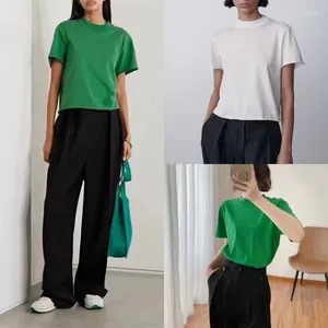 Kadın Tişörtleri Ioo Bahar 2024 Küçük Yüksek Yakalı Havalandırılmış Hem Sıradan Düz Renk Kısa Kollu T-Shirt