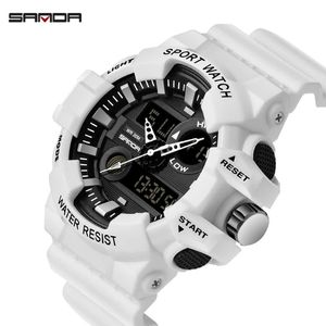 SANDA Men Watches White G style Sport Watch LED Digital Waterproof Casual Watch S Shock Male Clock relogios masculino Watch Man X0625 235O