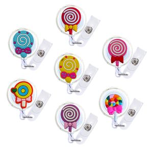 Новинка предметы Lollipop Cartoon Badge Ruce Выдвижная идентификационная карта медсестры Симпатичные зажимы для забавных катушек с аллигатором клип.