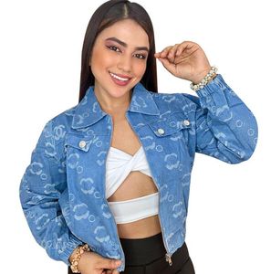 Luxury Women Letter Jacquard Jackets Fashion Denim Coats Designer Womens zipper Button top Coat Woman Jeans Socialite Cargo Short Jacket 3XL