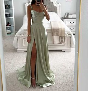 Runway Dresses Womens spaghetti shoulder strap silk ball dress with sewn suspender and pleated formal evening dress Swt spring bridesmaid dress T240518
